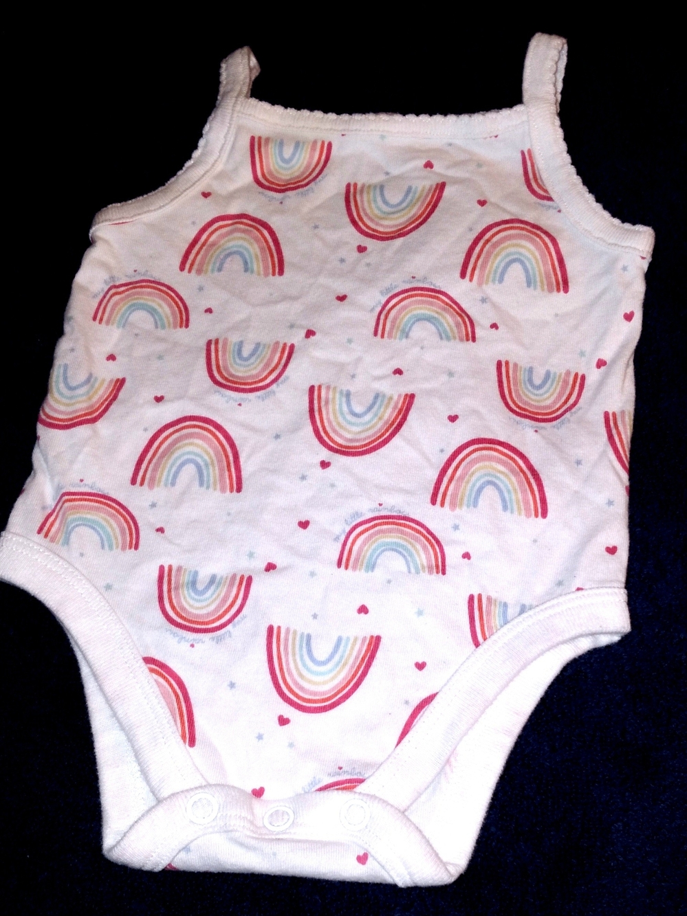 Garanimals White Tank Bodysuit with Pink and Pastel Rainbow Print